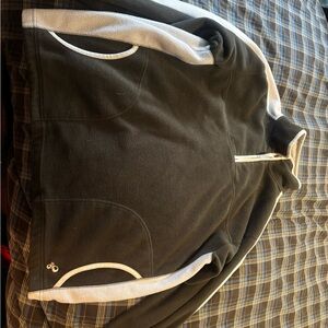 Men's Black and Gray Zip Up Sweater